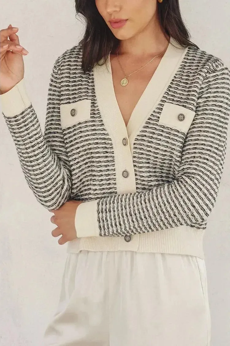 Contrast Rib Cardigan