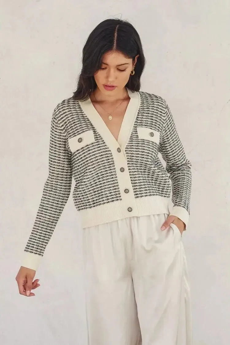Contrast Rib Cardigan