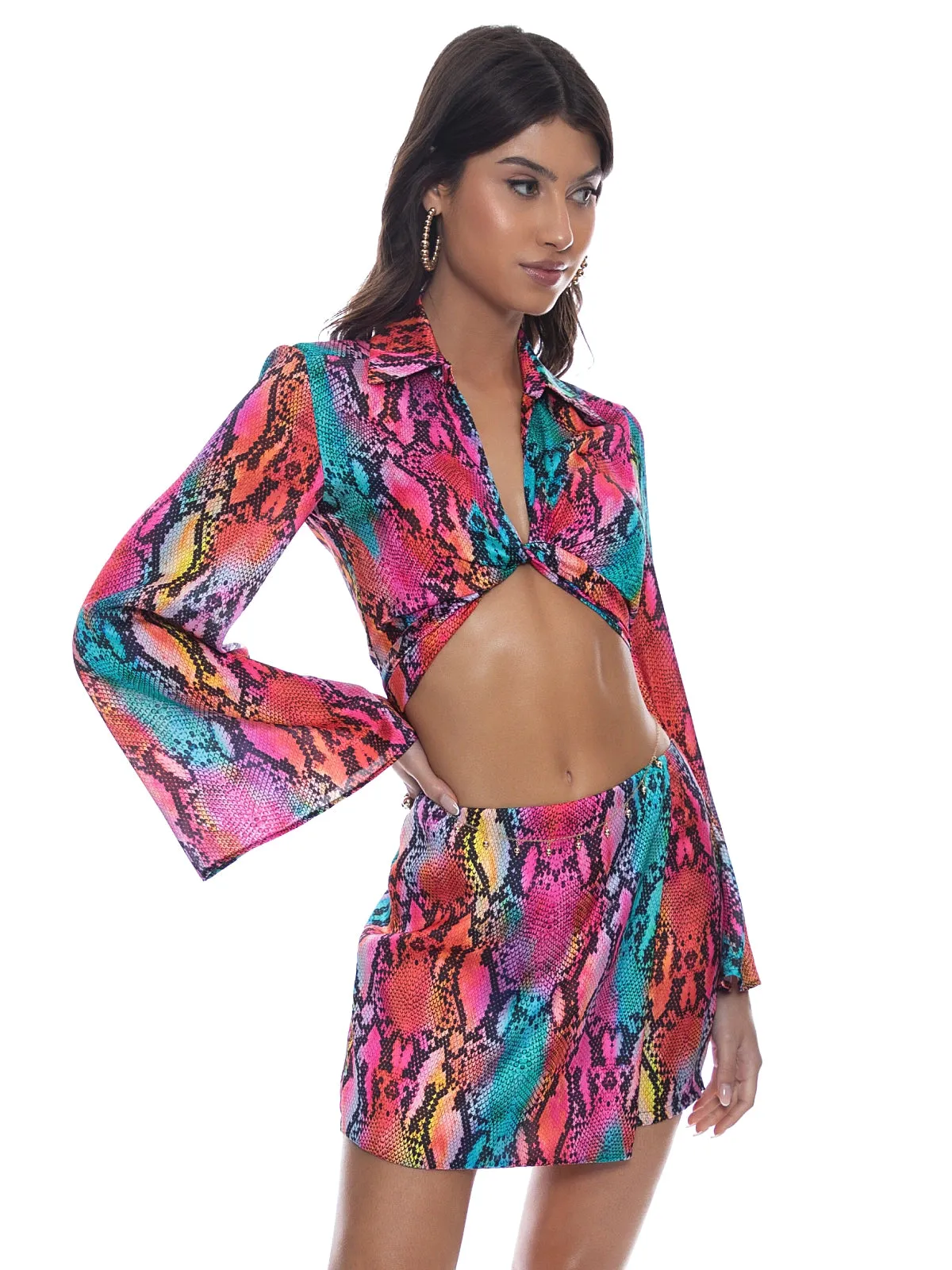 Cropped Tie Shirt-Skort