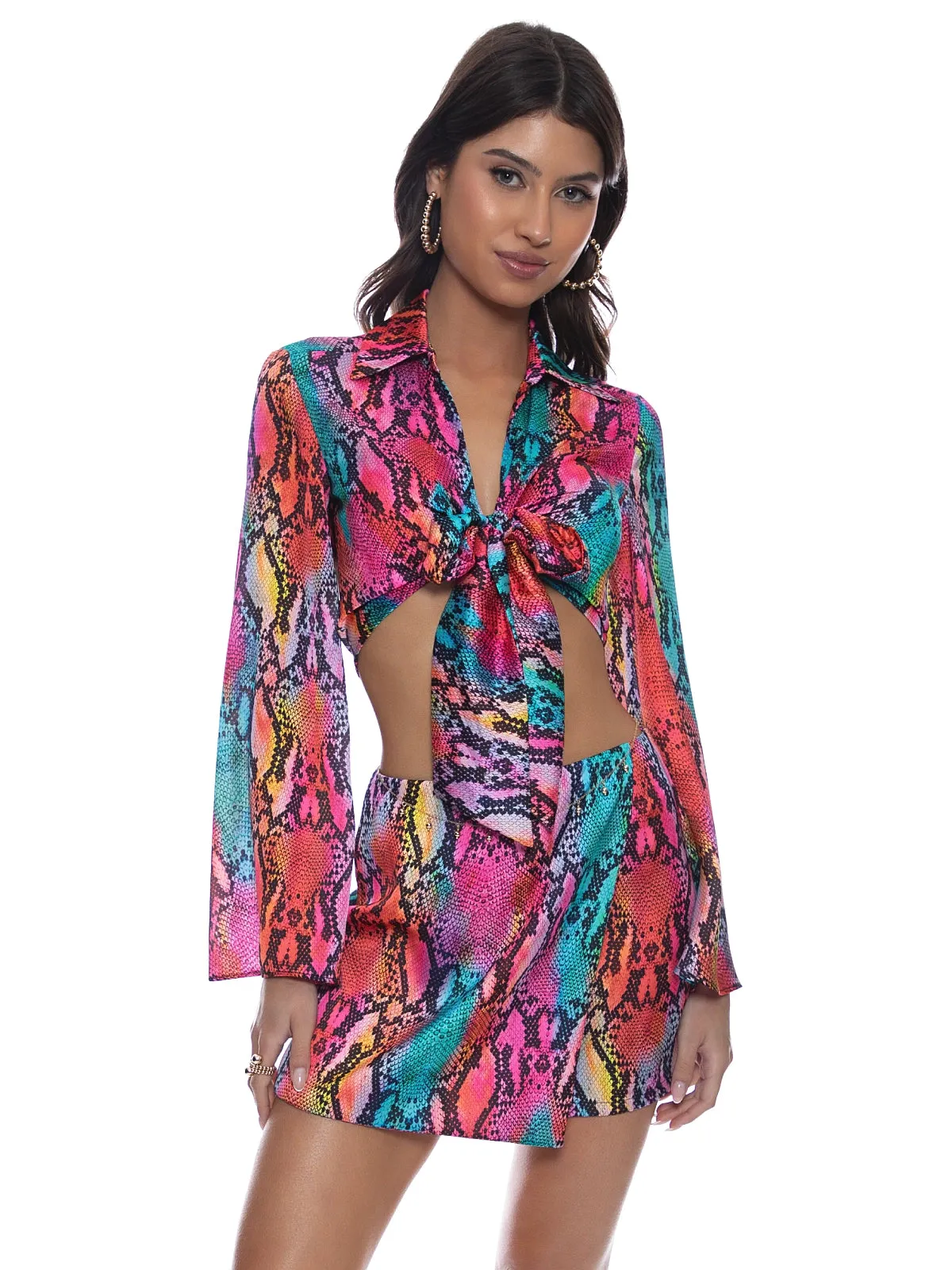 Cropped Tie Shirt-Skort
