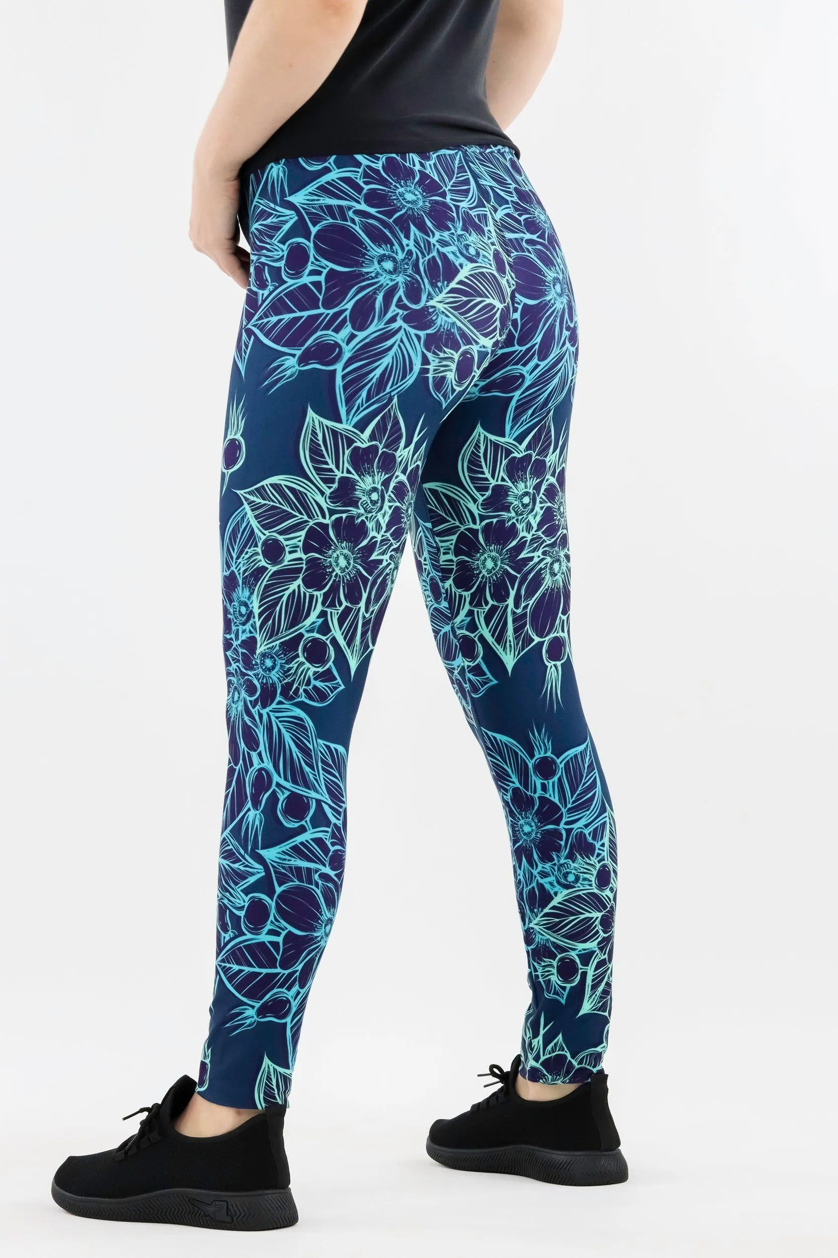 Cyan Flower - Casual - Long Full Leggings