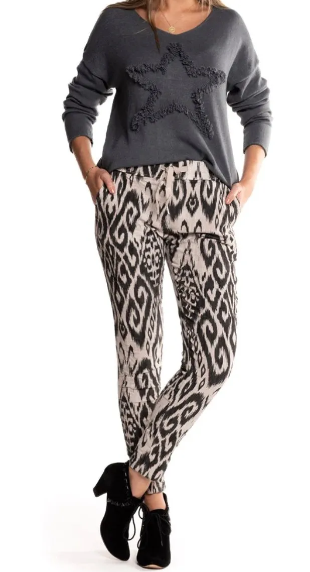 Cyrilla Pattern Pant In Pink Desert Latte By Imagine Fashion