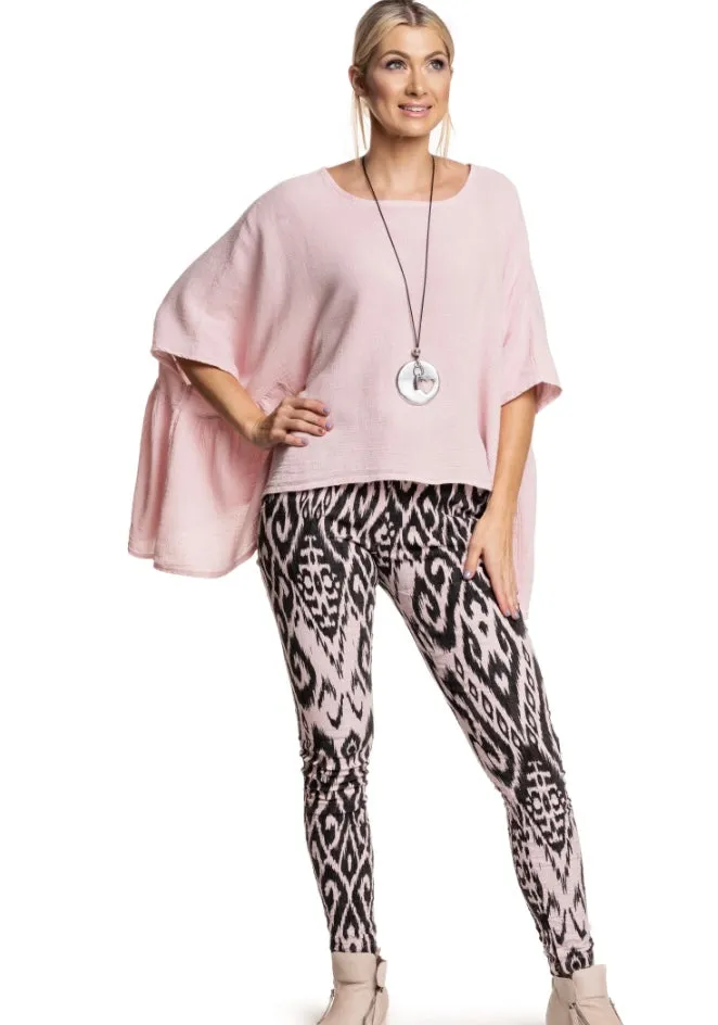 Cyrilla Pattern Pant In Pink Desert Latte By Imagine Fashion