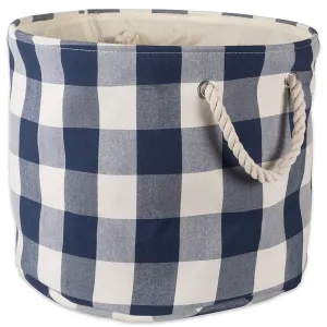 DII Polyester Storage Basket or Bin with Durable Cotton Handles, Home Organizer Solution for Office, Bedroom, Closet, Toys, Laundry, Large Round, Navy & Off-White