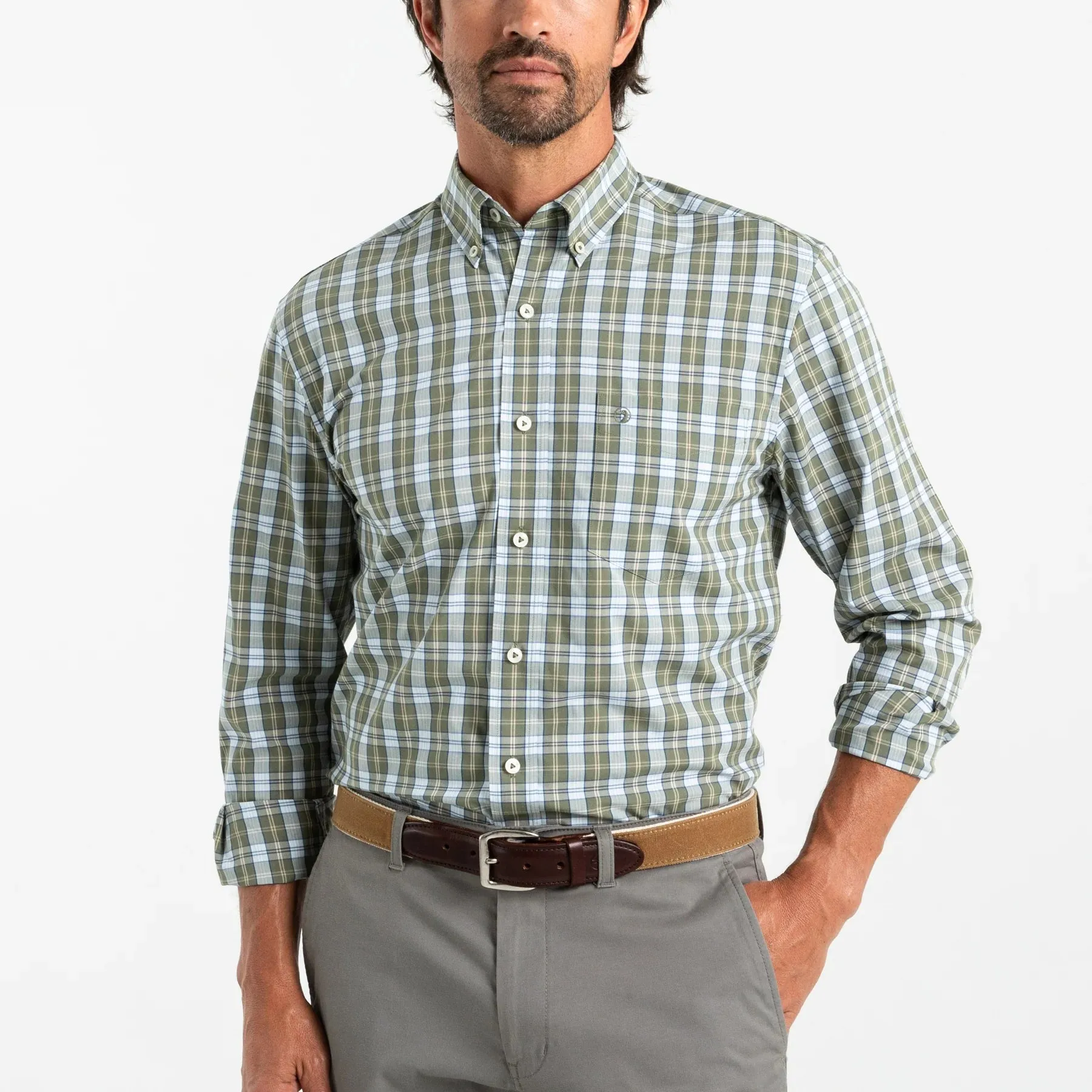 Duck Head Performance Poplin Sport Wester Plaid Shirt