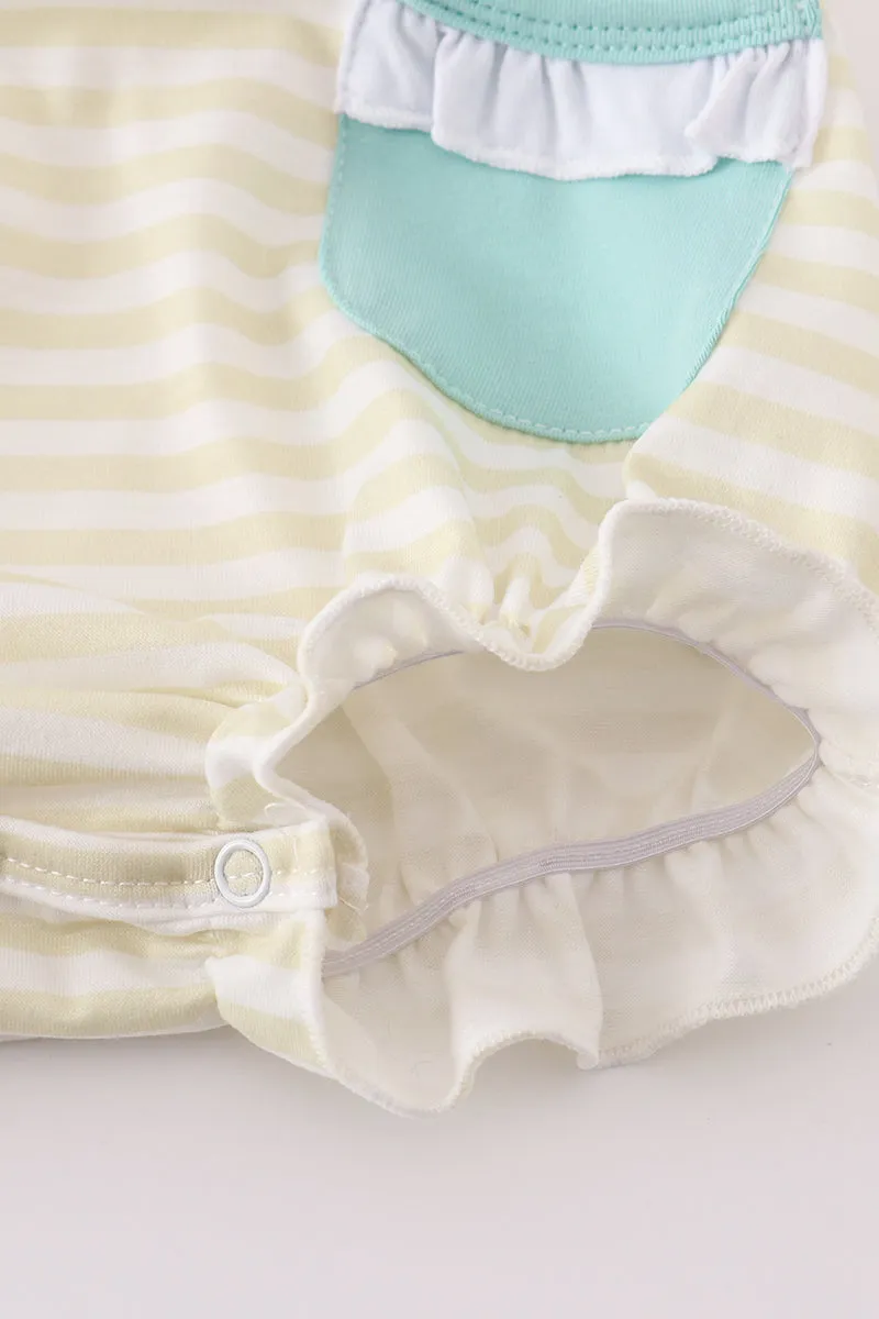 Easter Stripe Bunny Embroidery Girl Bubble