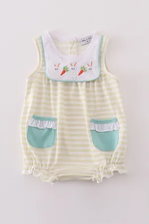 Easter Stripe Bunny Embroidery Girl Bubble