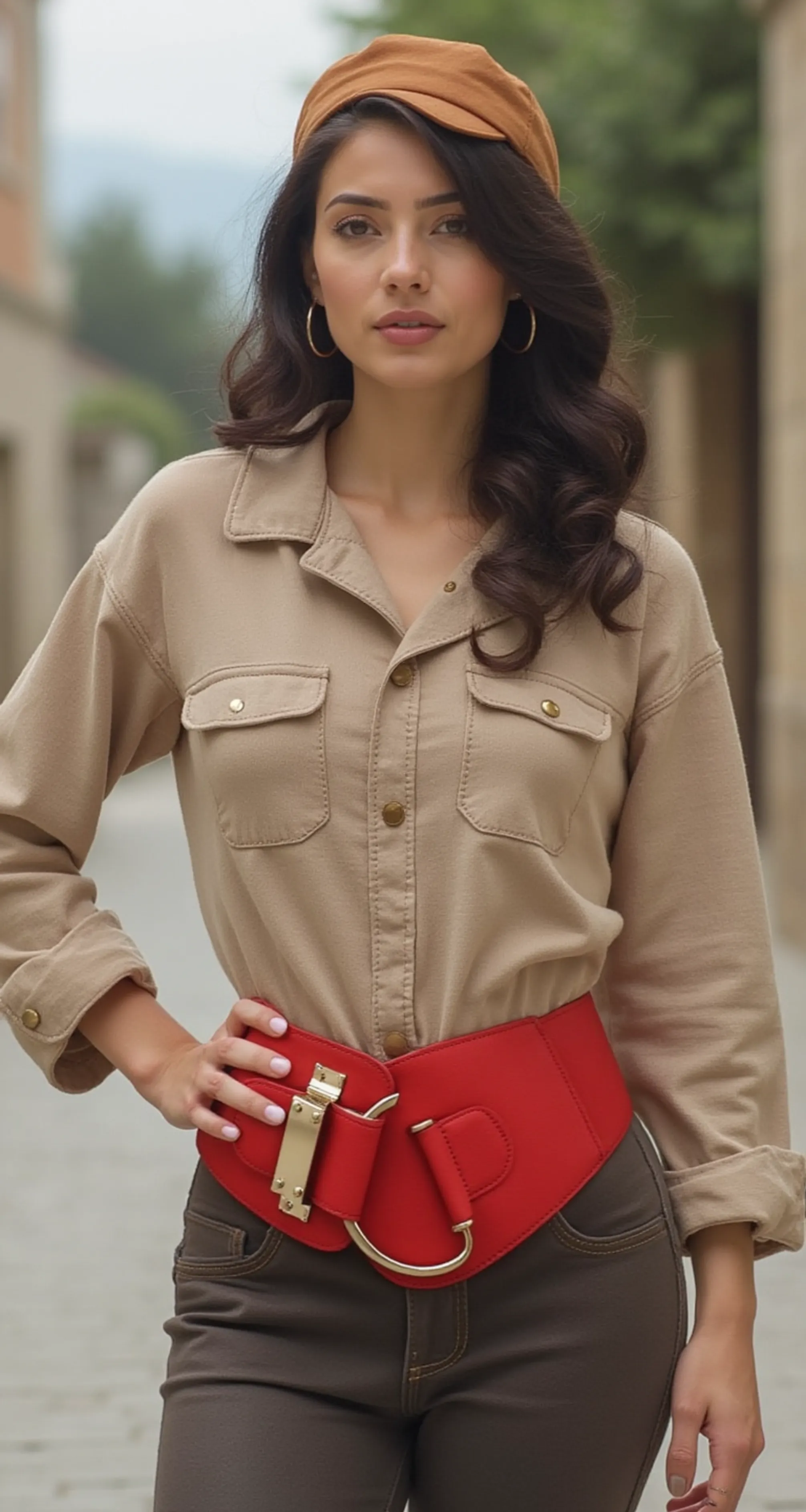 Elastic Wide Waisted Hook Buckle Belt