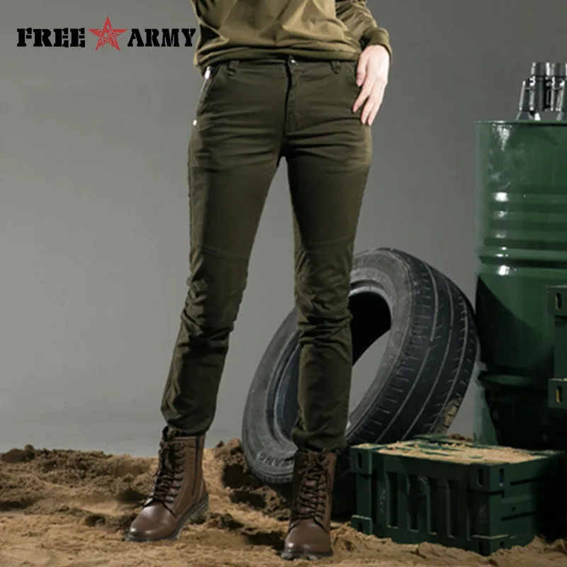 Free Army 2015 Brand New Fashion European Style Women Pants Plus Size Metal Rivets Feet Pants Leggings Pantalones GK-9385A
