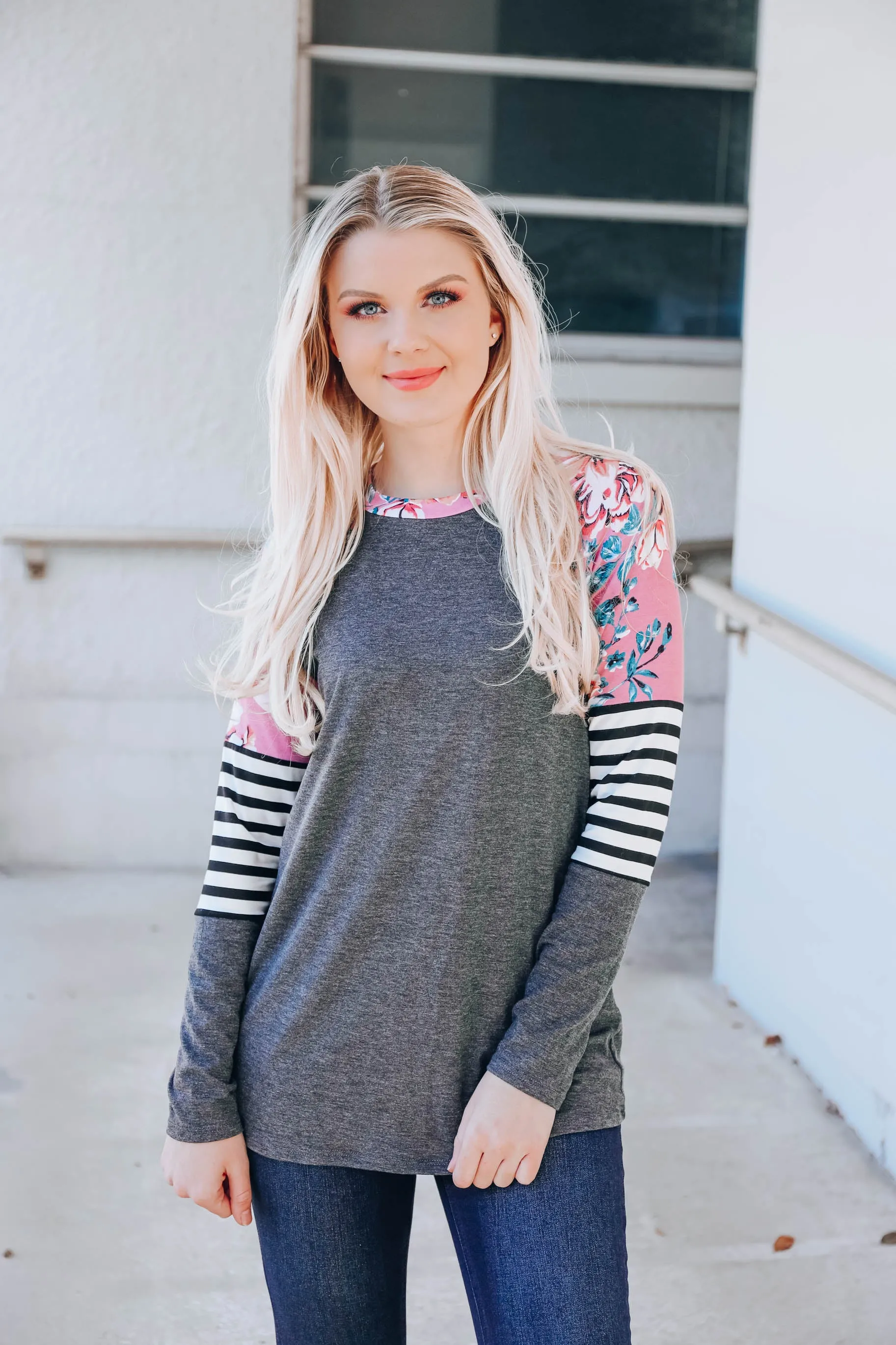 Full Bloom Color Block Top