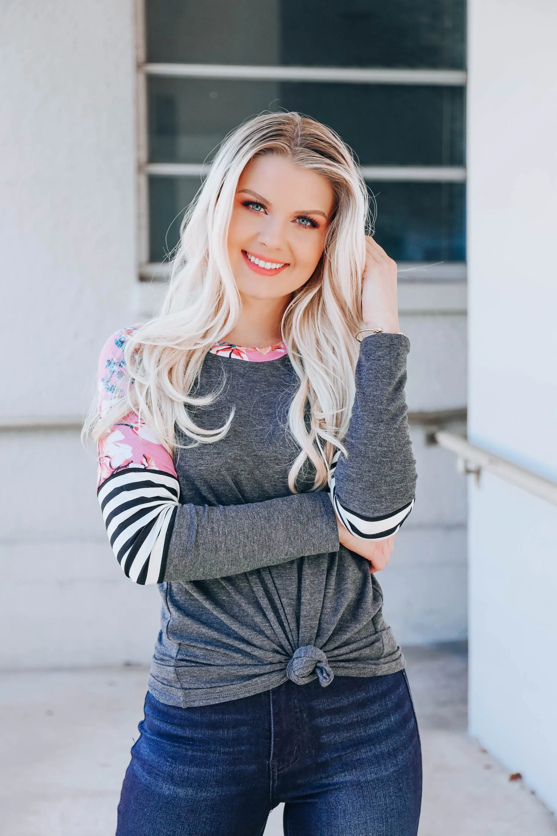 Full Bloom Color Block Top