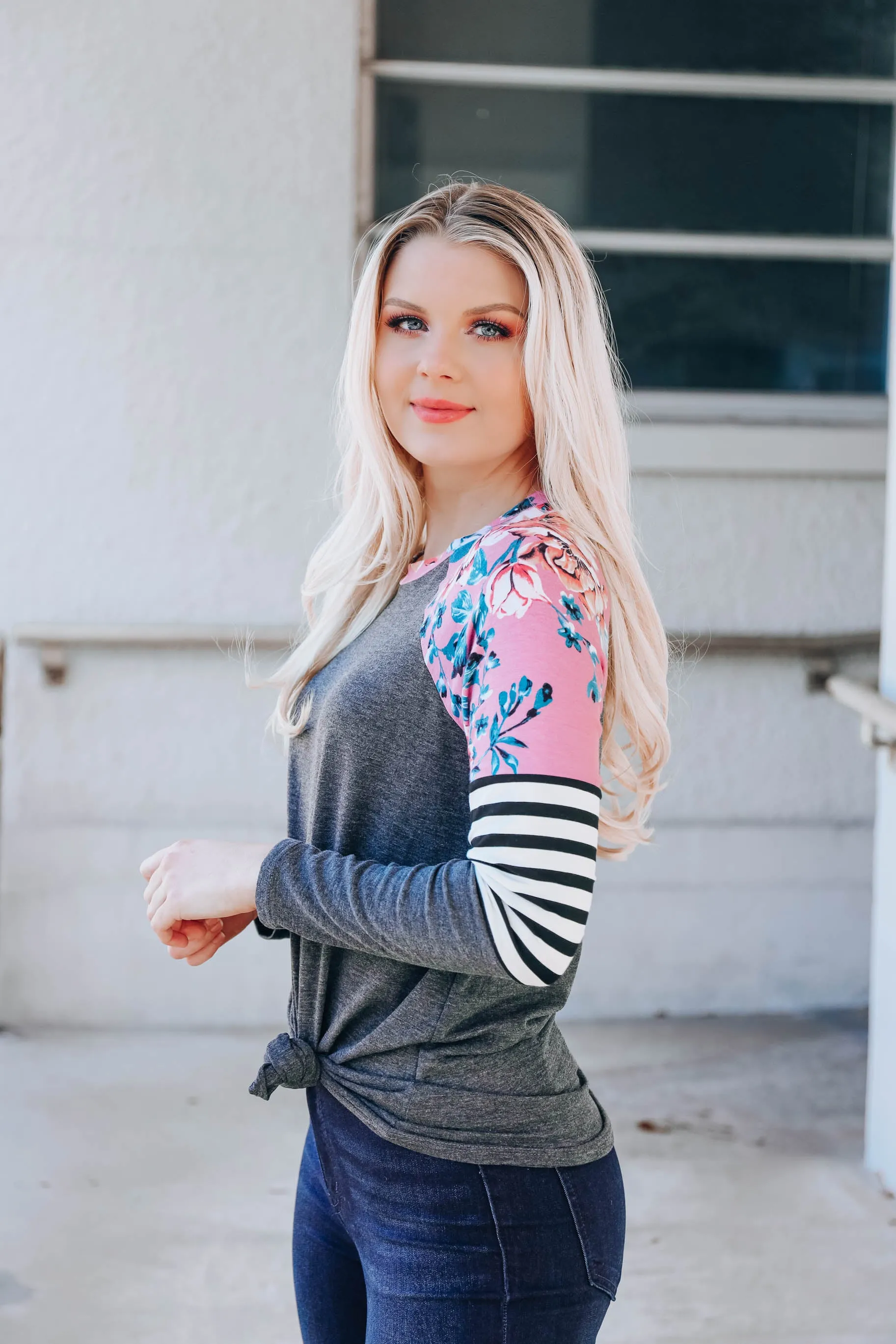 Full Bloom Color Block Top
