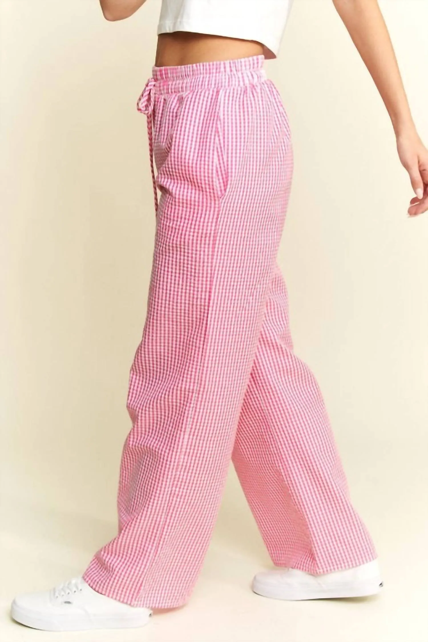 Gingham Boxer Pants In Fuchsia