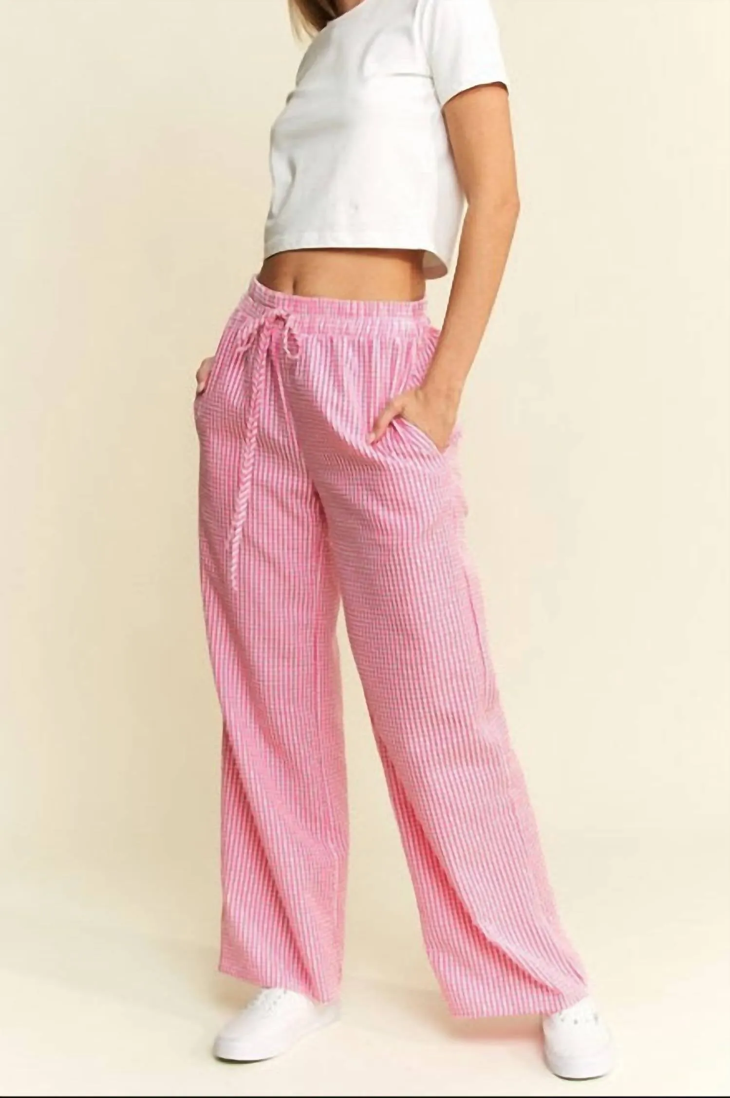 Gingham Boxer Pants In Fuchsia