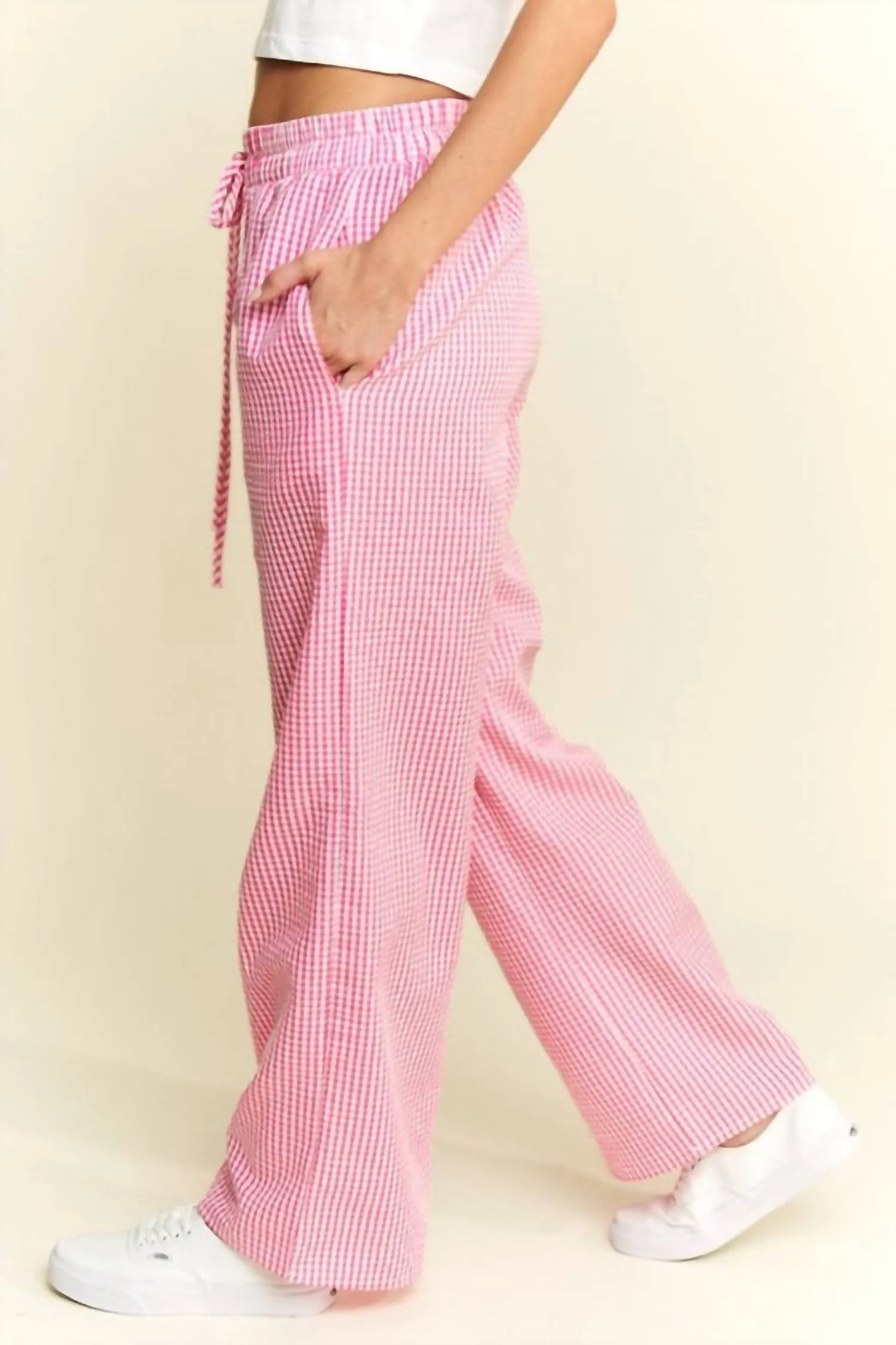Gingham Boxer Pants In Fuchsia