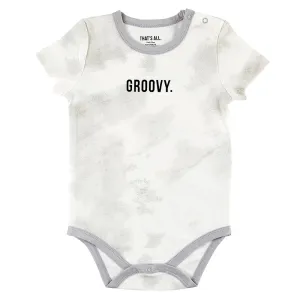 Groovy Baby Snapshirt in Tie Dye-Grey | Unisex Cotton Baby Infant Body Suit | Size 6-12 Months