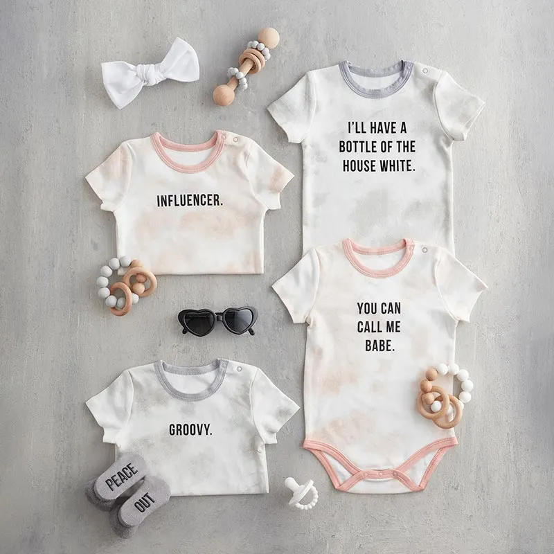Groovy Baby Snapshirt in Tie Dye-Grey | Unisex Cotton Baby Infant Body Suit | Size 6-12 Months
