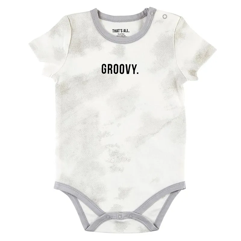 Groovy Baby Snapshirt in Tie Dye-Grey | Unisex Cotton Baby Infant Body Suit | Size 6-12 Months