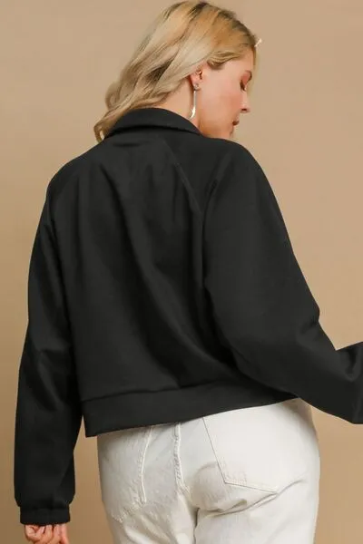 Half Zip Cropped Sweatshirt Black