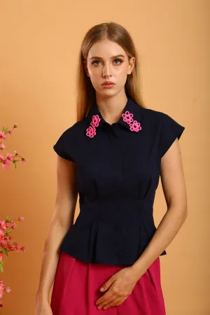 Hallie Top in Navy Blue
