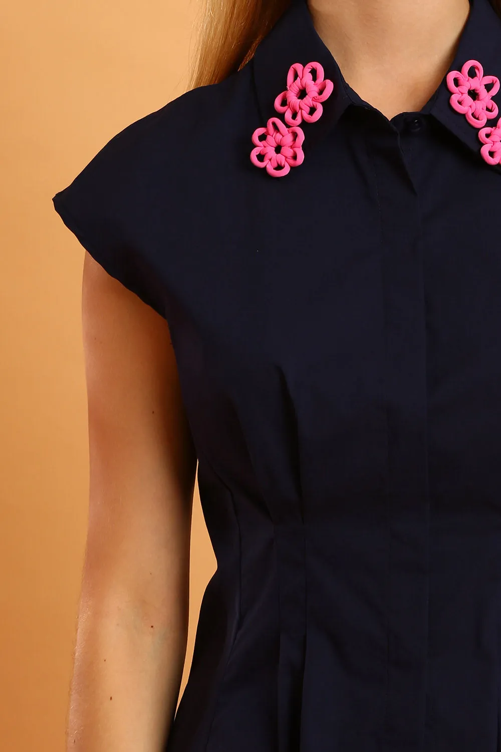 Hallie Top in Navy Blue