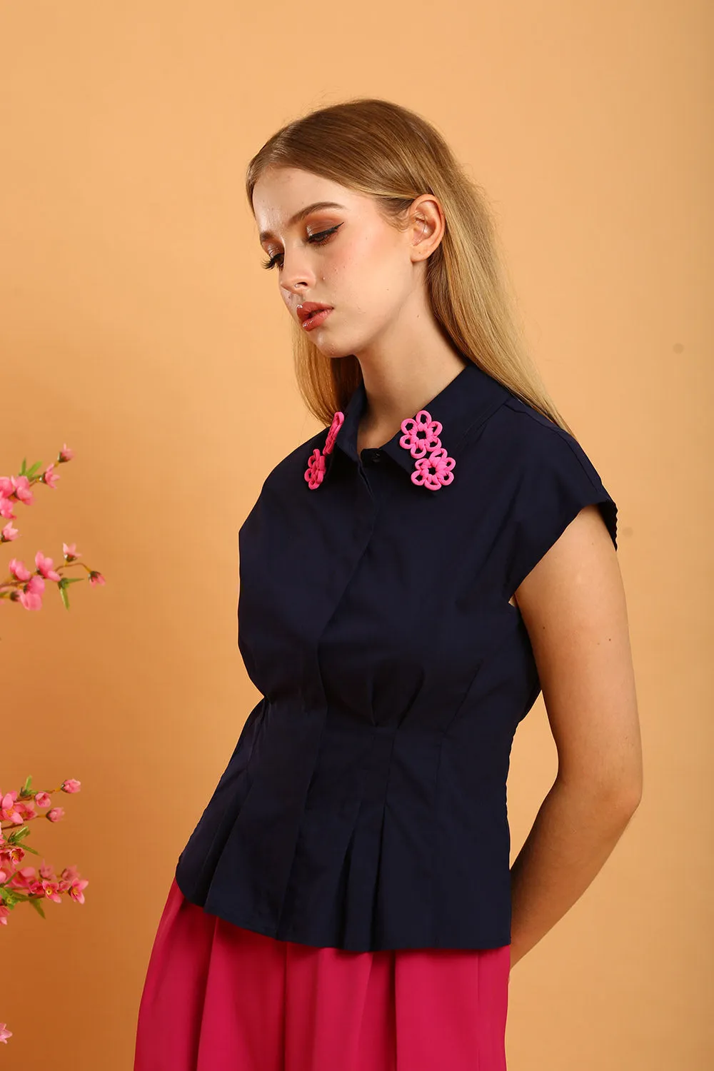Hallie Top in Navy Blue