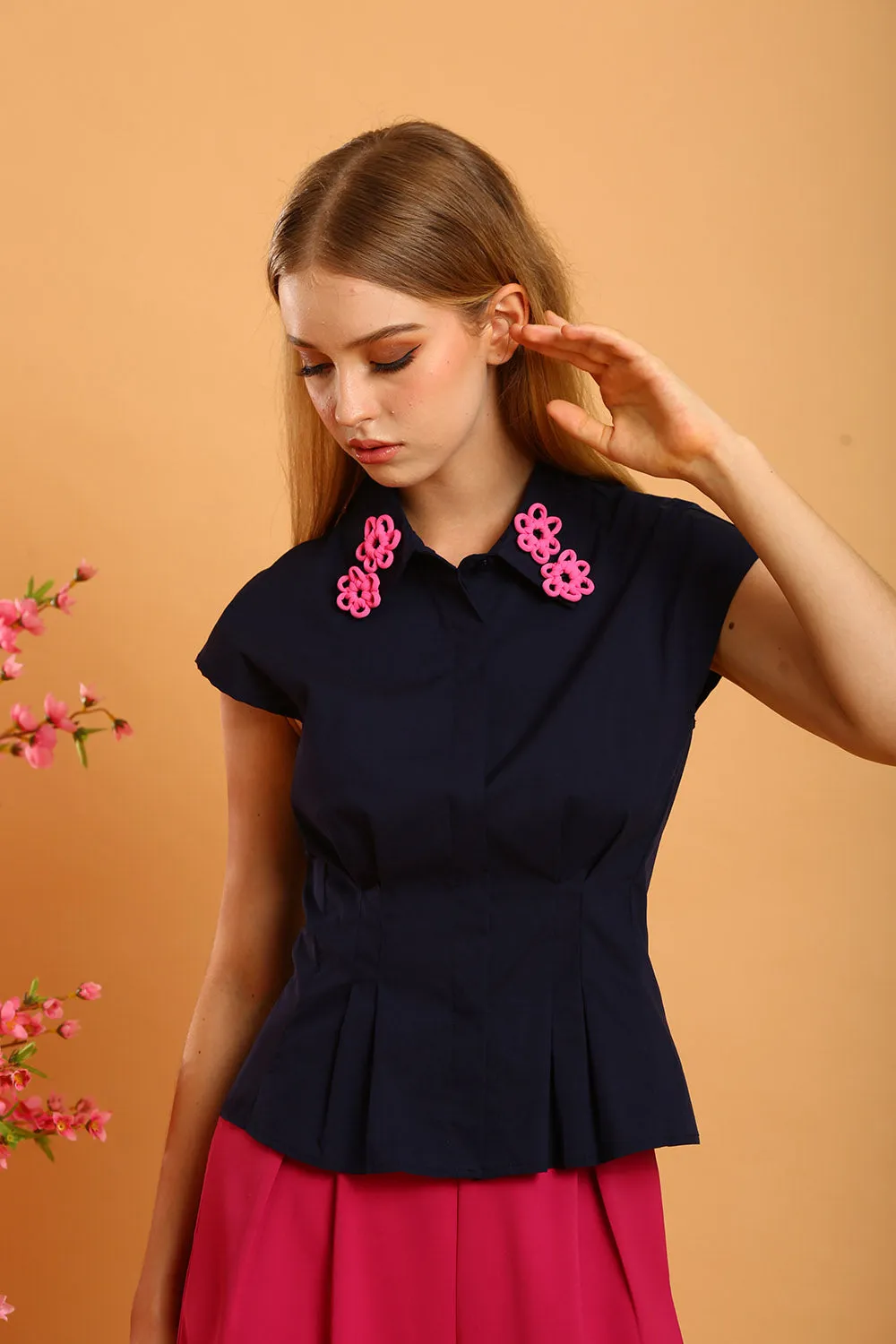 Hallie Top in Navy Blue