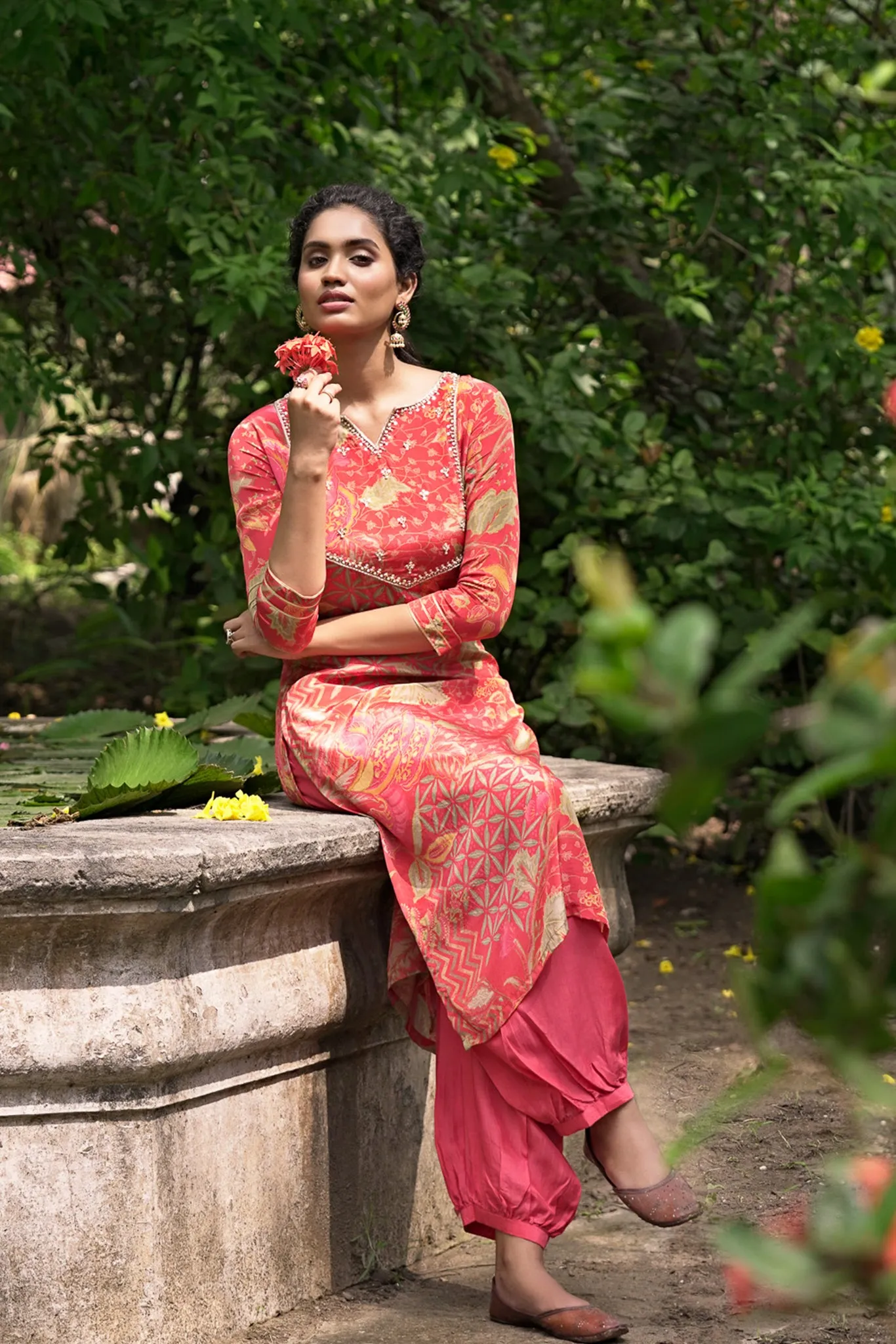 Hand Embroidered Kurti with Afghan Style Pants