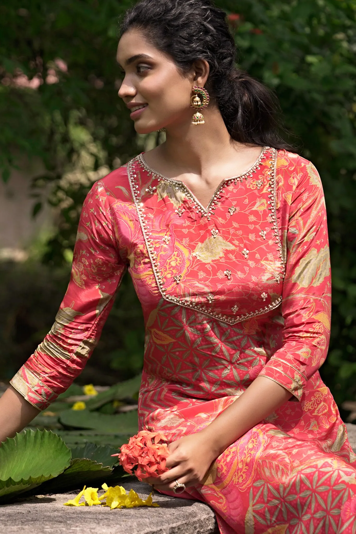 Hand Embroidered Kurti with Afghan Style Pants