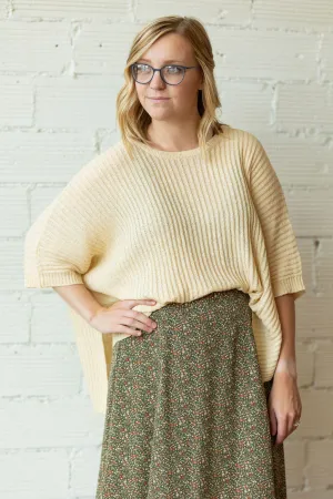HARLEY ROUND NECK DOLMAN OATMEAL SHORT SLEEVE SWEATER TOP