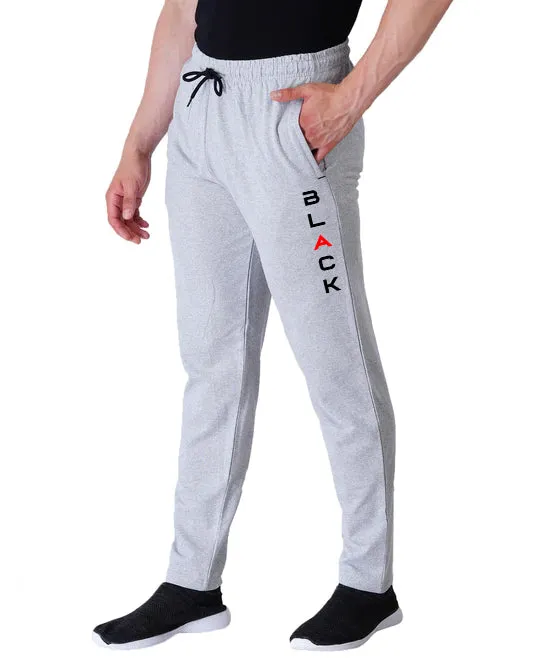 Kart Black Men's Printed Track Pants | Grey Color Track Pant | Grey - Black