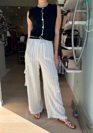 KIA CARGO PANTS - BLACK AND WHITE STRIPE