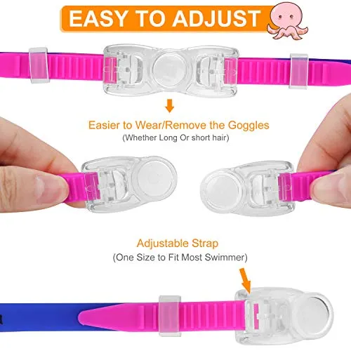 Kids Swim Goggles Swimming Goggles for Boys Girls Kid Age 3-12 Child Colorful Swim Goggles Clear Vision Anti Fog UV Protection No Leak Soft Silicone Nose Bridge Protection Case Kids' Skoogles