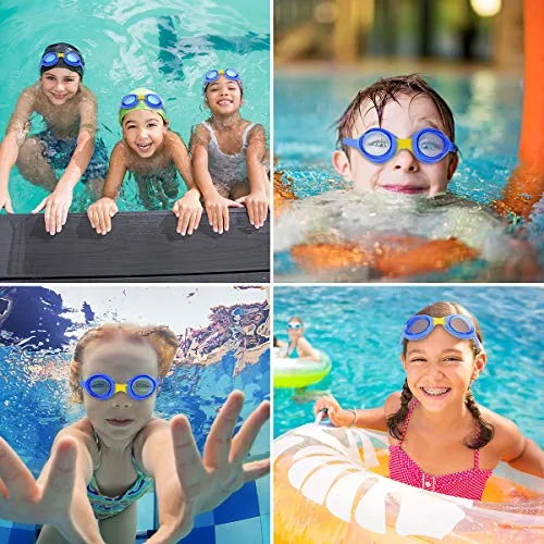Kids Swim Goggles Swimming Goggles for Boys Girls Kid Age 3-12 Child Colorful Swim Goggles Clear Vision Anti Fog UV Protection No Leak Soft Silicone Nose Bridge Protection Case Kids' Skoogles