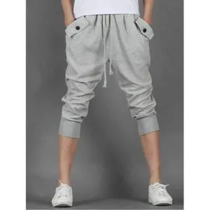 Lace Up Sports Capri Pants - Light Grey 2xl