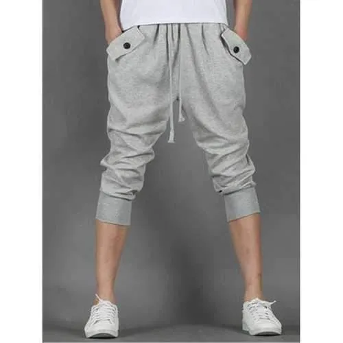 Lace Up Sports Capri Pants - Light Grey 2xl