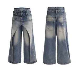 Layered Destruction Casual Jeans