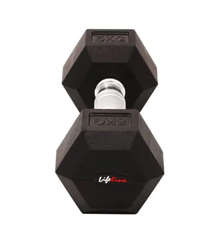 Lifeline 12.5 Kg Hexa Dumbbell Set Ideal for Home Gym Exercise Workout for Men & Women, Cast Iron Rubber Coated Encased, Perfect for Home Fitness- Pack of 2