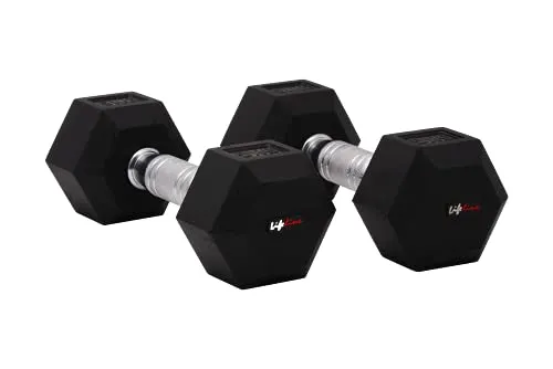 Lifeline 12.5 Kg Hexa Dumbbell Set Ideal for Home Gym Exercise Workout for Men & Women, Cast Iron Rubber Coated Encased, Perfect for Home Fitness- Pack of 2