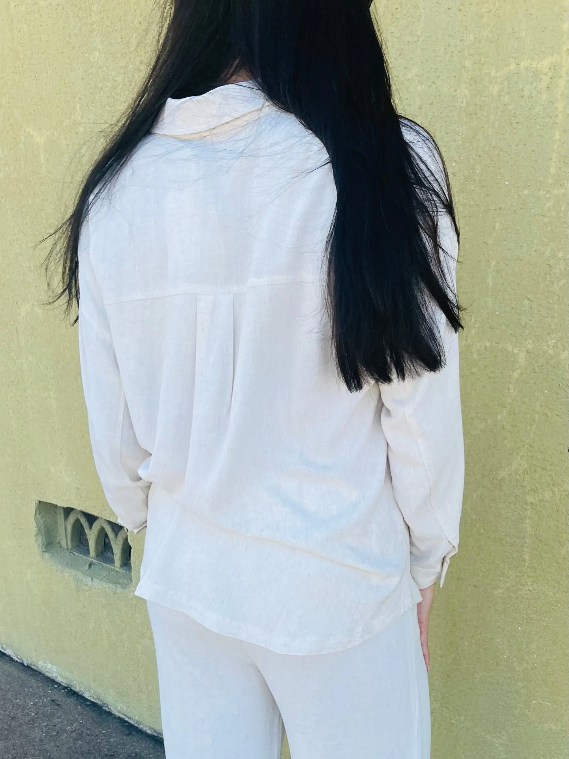 Linen Blend Oversize Button Up