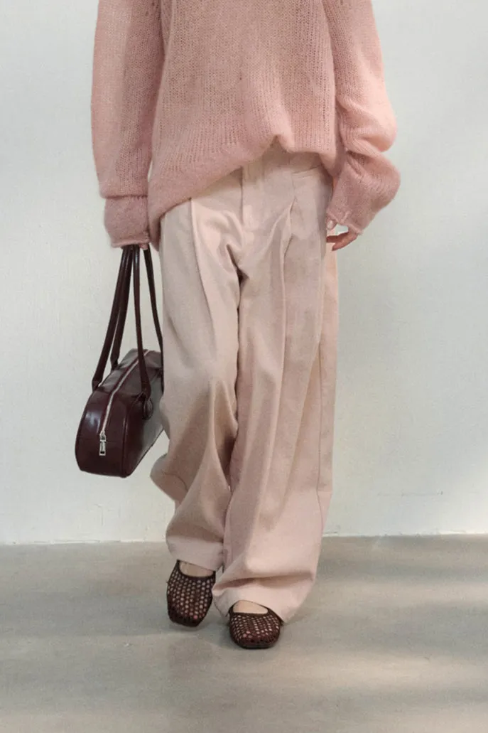 Linen blend wide leg drape casual pants | 3 color