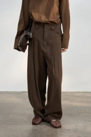 Linen blend wide leg drape casual pants | 3 color