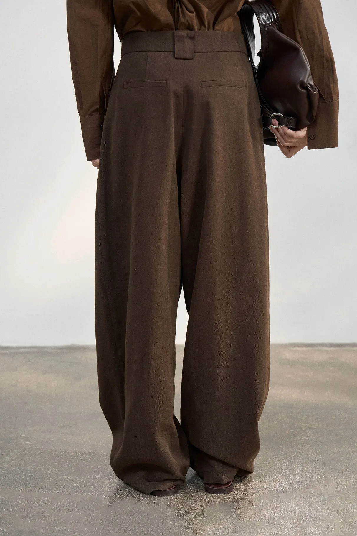 Linen blend wide leg drape casual pants | 3 color