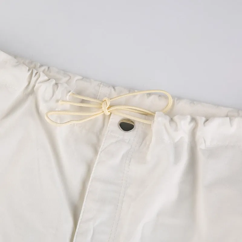 Loose Drawstring Low Waist Parachute Pants for Women Trousers Cargo Pants Loose Wide leg