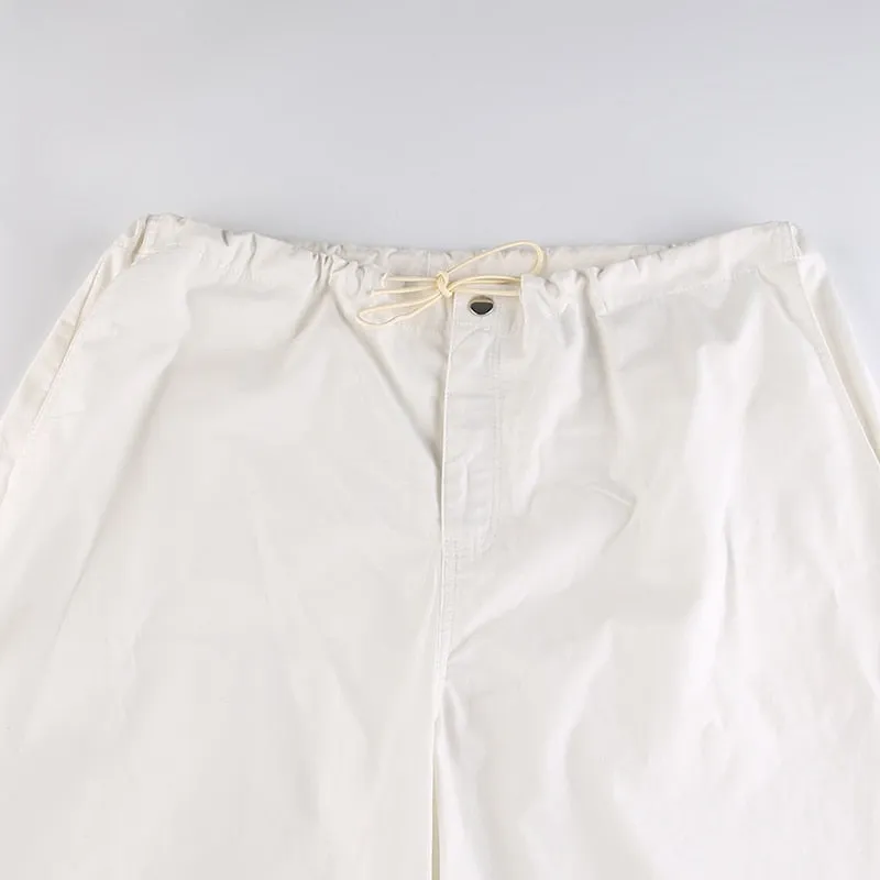 Loose Drawstring Low Waist Parachute Pants for Women Trousers Cargo Pants Loose Wide leg