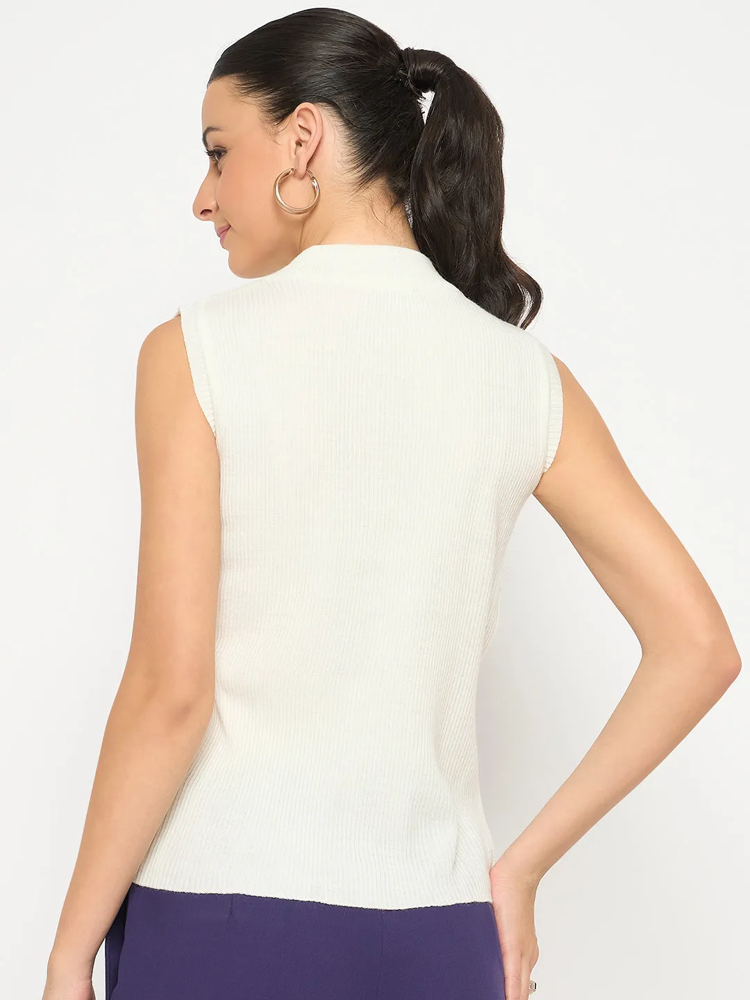 Madame Mock Neck Sleeveless Off White Skeeve
