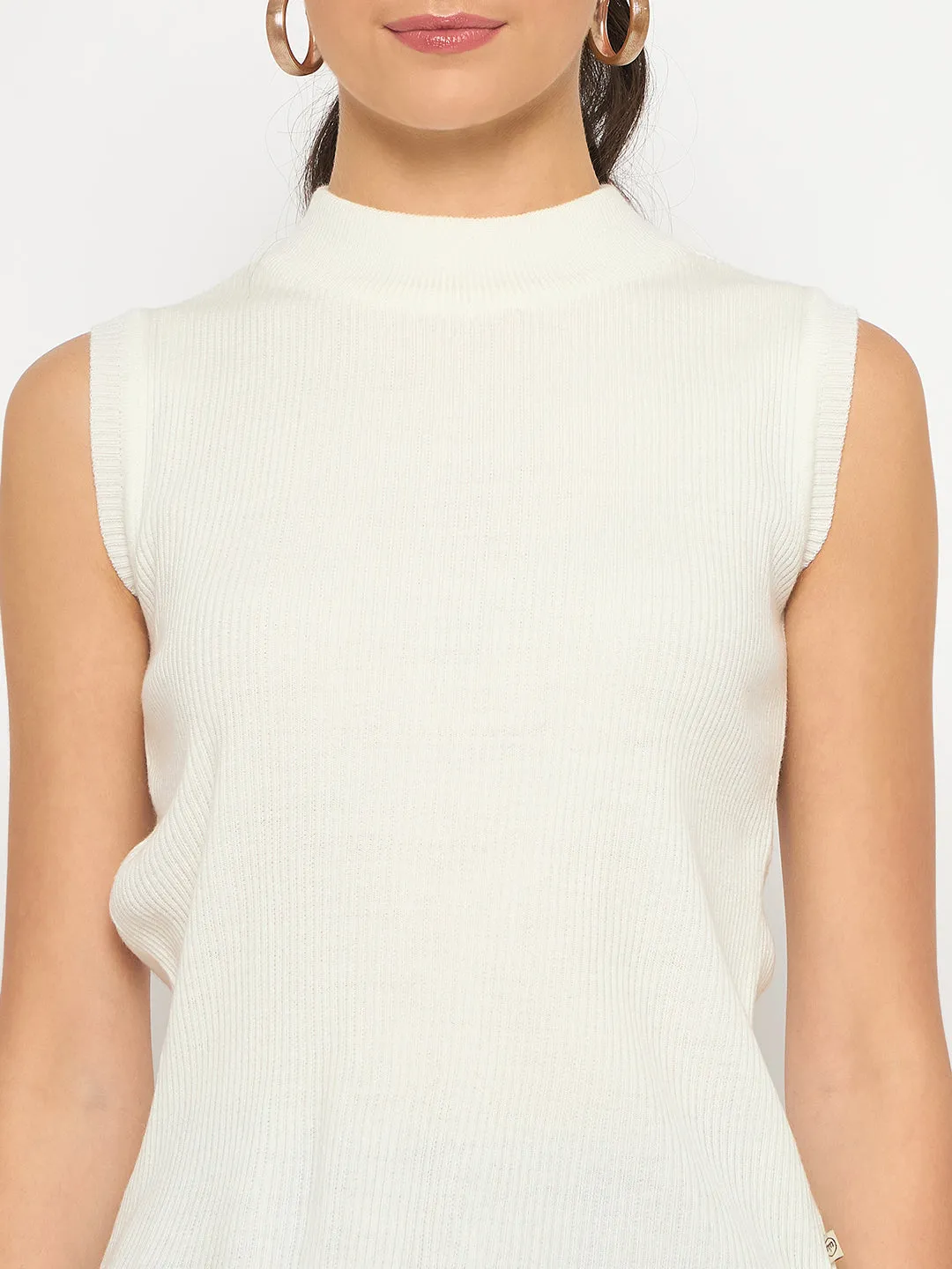 Madame Mock Neck Sleeveless Off White Skeeve