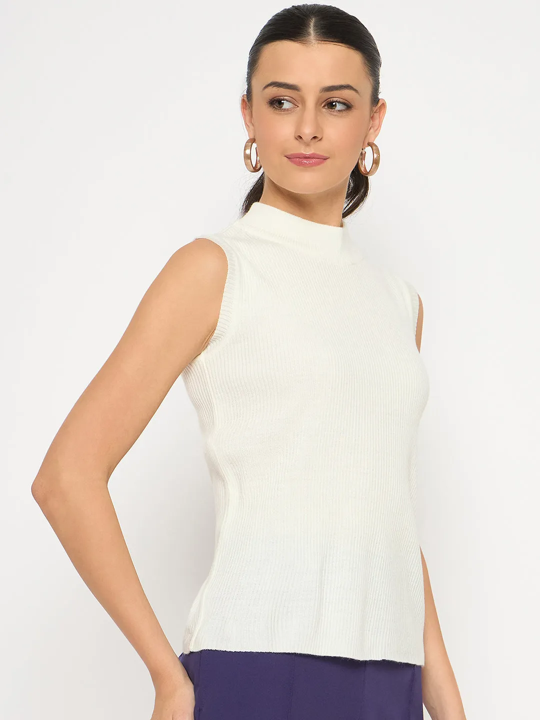 Madame Mock Neck Sleeveless Off White Skeeve