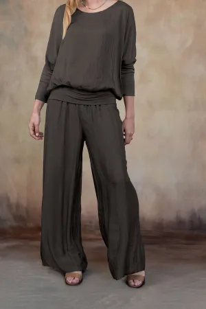 Madelyn Silk Pants (Espresso)
