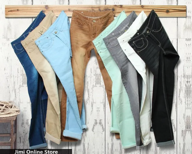 many color Jeans men mens jeans elastic waist skinny men's jeans long slim fit casual trousers denim pants men 28 - 38 36